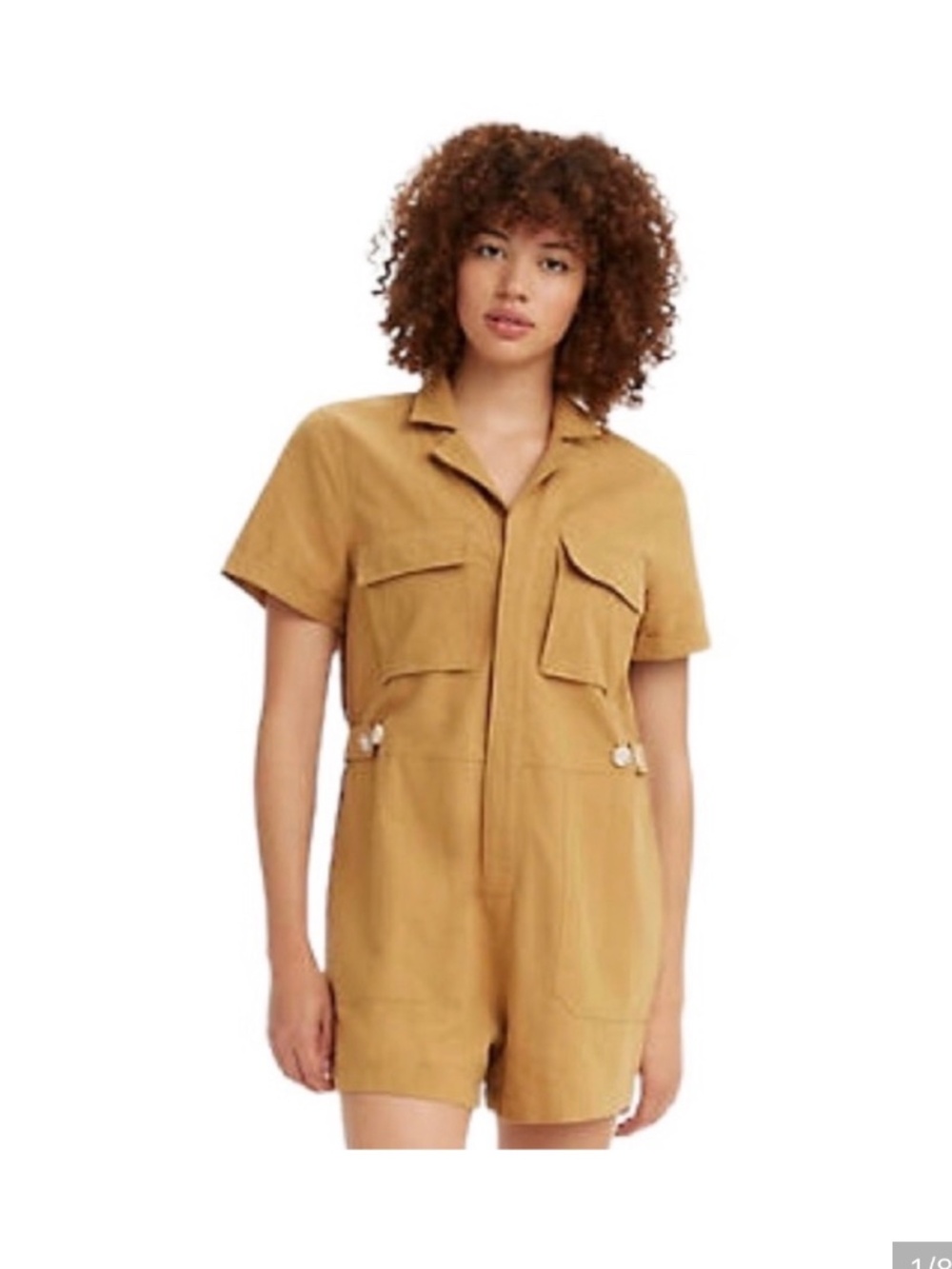 Levi's Utility Safari Romper Tan Linen Blend Size Large